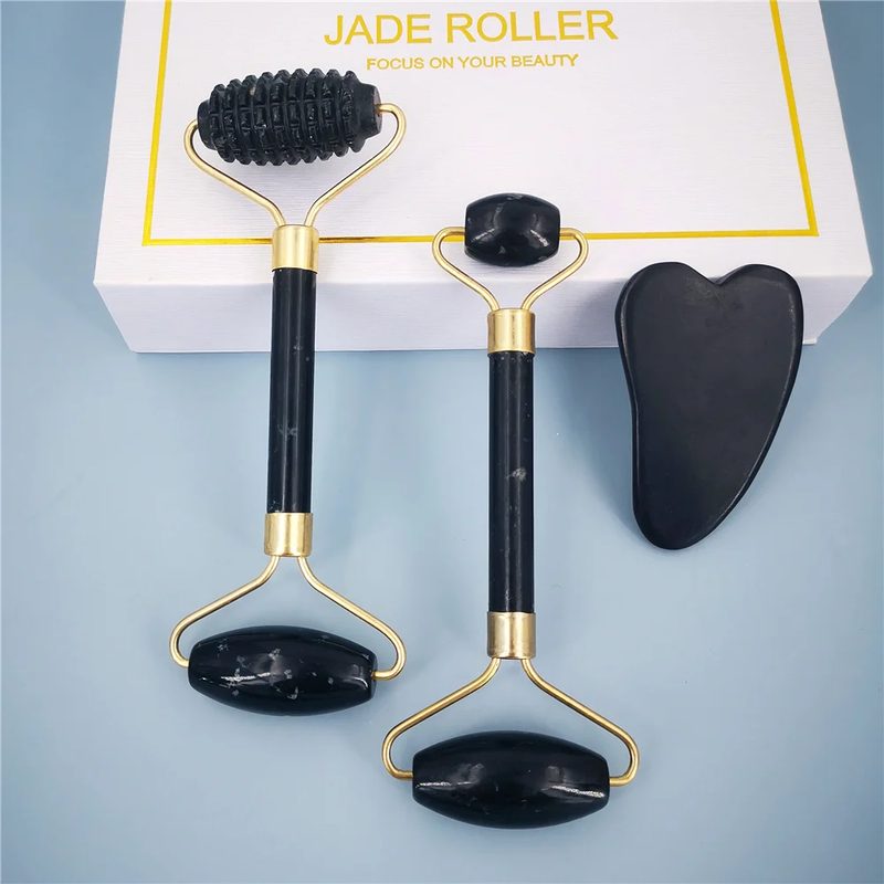 Bộ con lăn massage mặt kèm gua sha