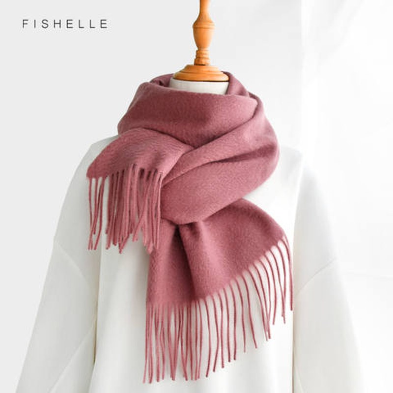 Khăn quàng cổ dạ len Cashmere tua rua ấm áp 3