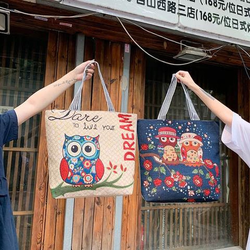 Túi vải Canvas quai đeo vai cỡ lớn phong cách Nhật Bản