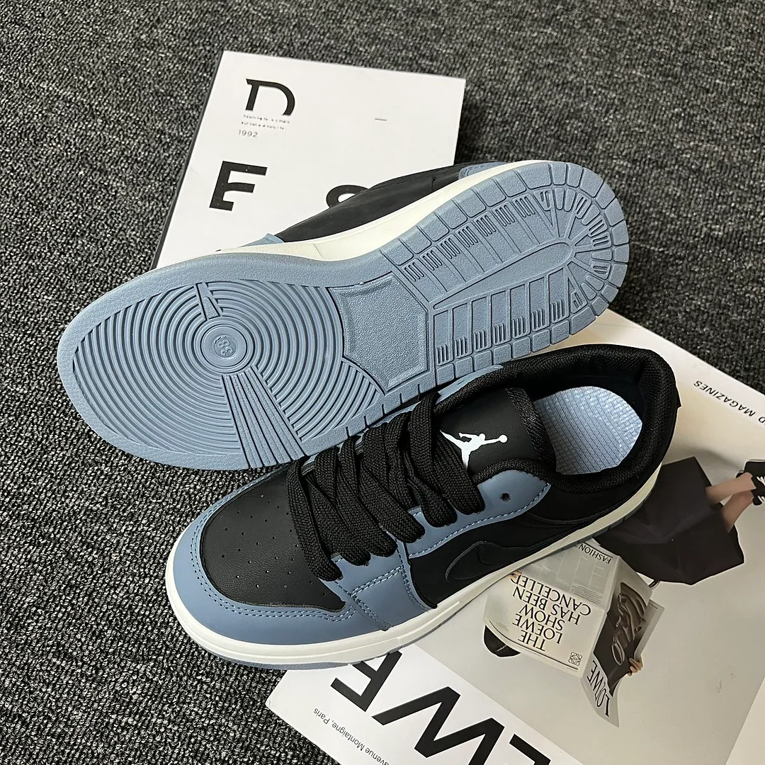 Giày sneaker phối màu xanh nửa đêm, đen obsidian kết hợp xanh khói cổ điển, buộc dây thấp, phong cách đường phố unisex 5