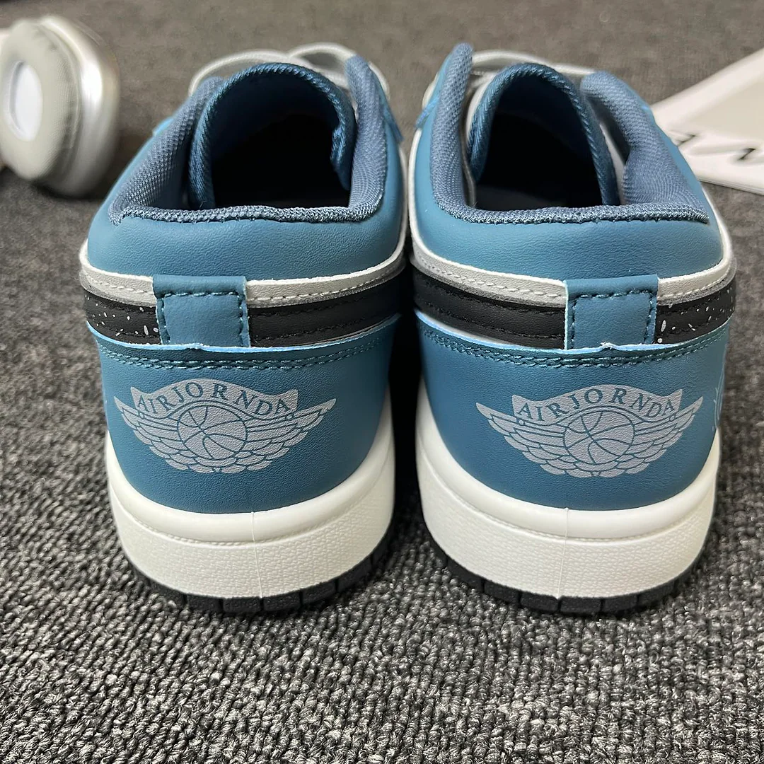 Giày sneaker graffiti xanh dương xám, unisex, cổ thấp, phong cách đường phố retro 6