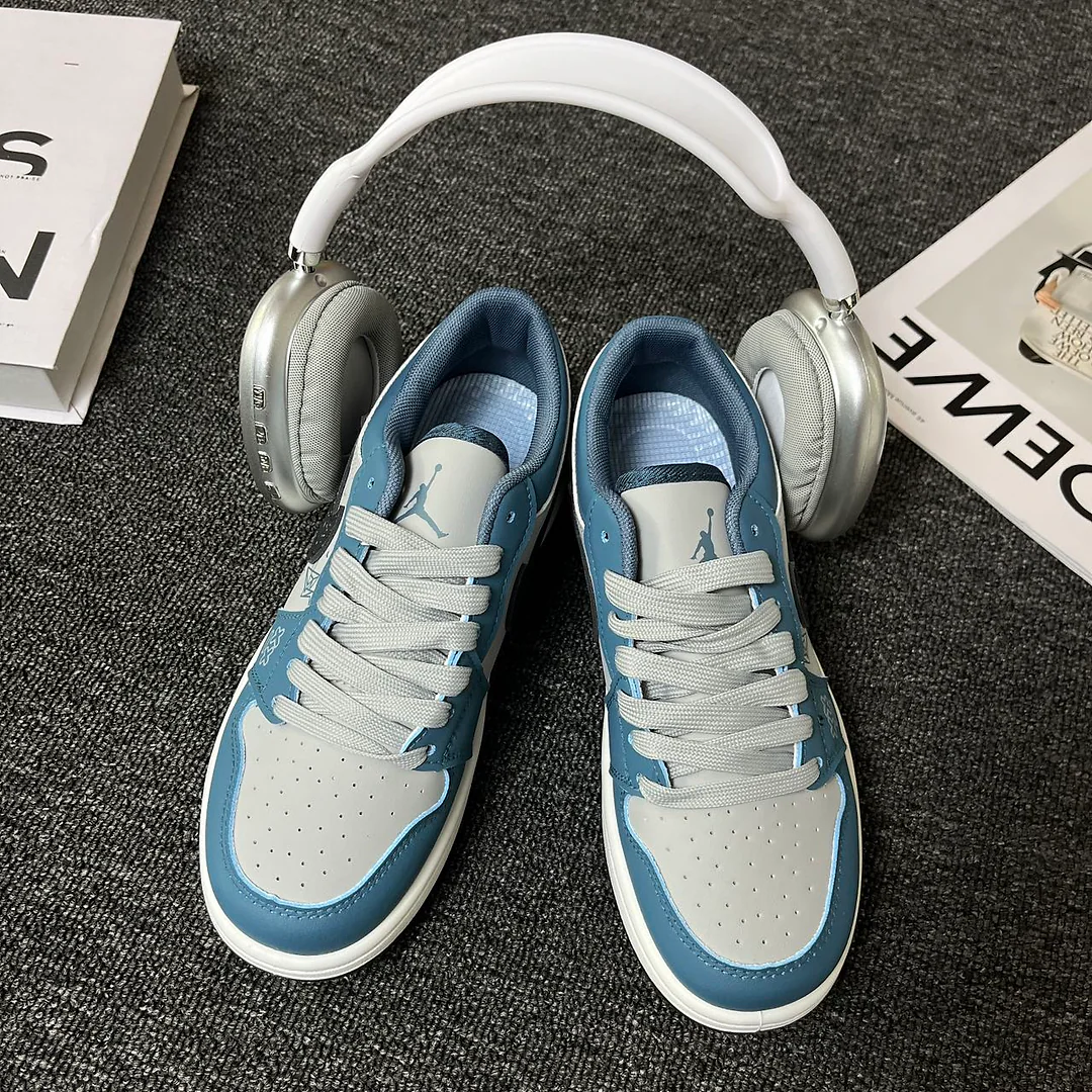 Giày sneaker graffiti xanh dương xám, unisex, cổ thấp, phong cách đường phố retro 7