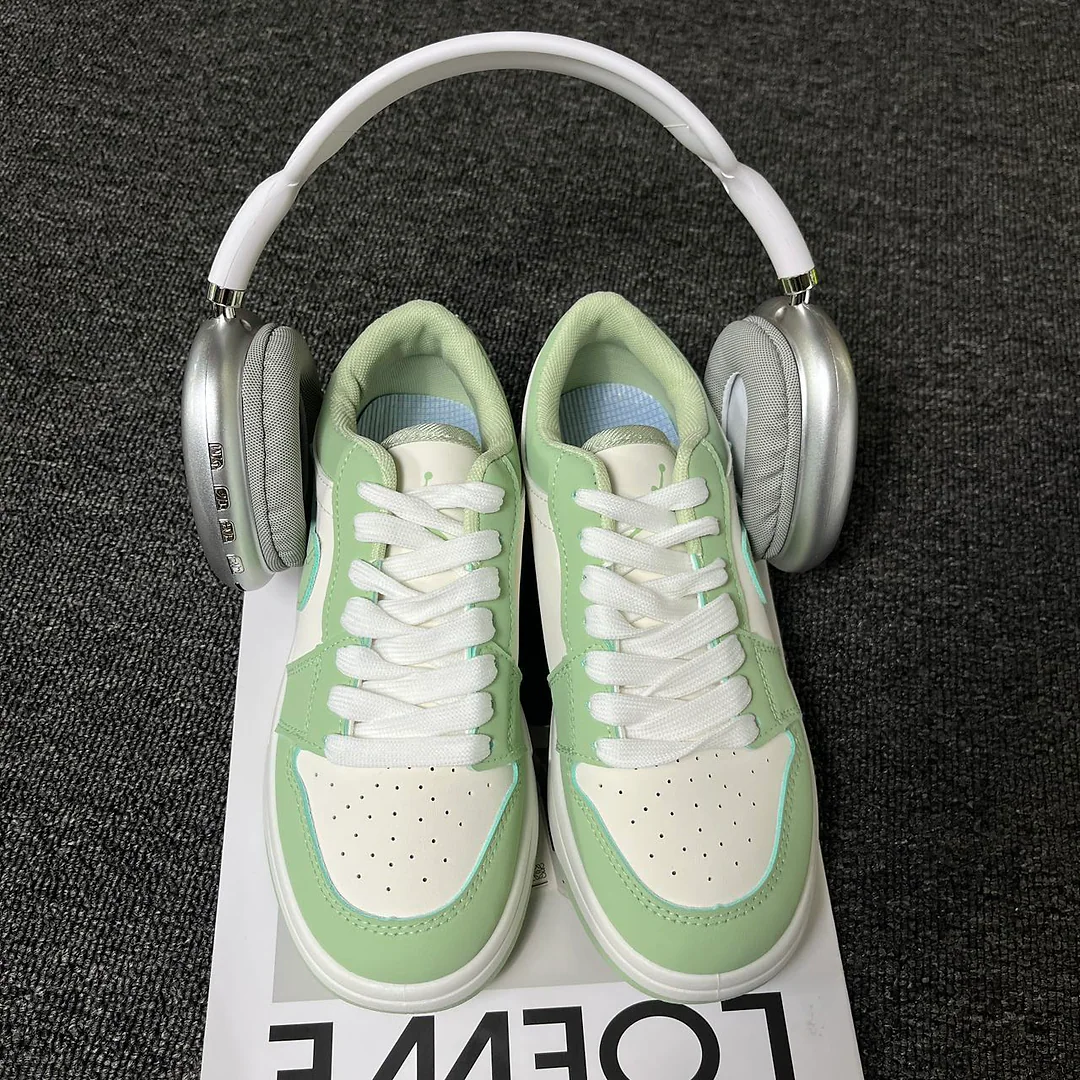 Giày sneaker xanh trắng kem bạc hà, phối màu Macaron tươi mát, cổ thấp buộc dây, phong cách retro unisex 2