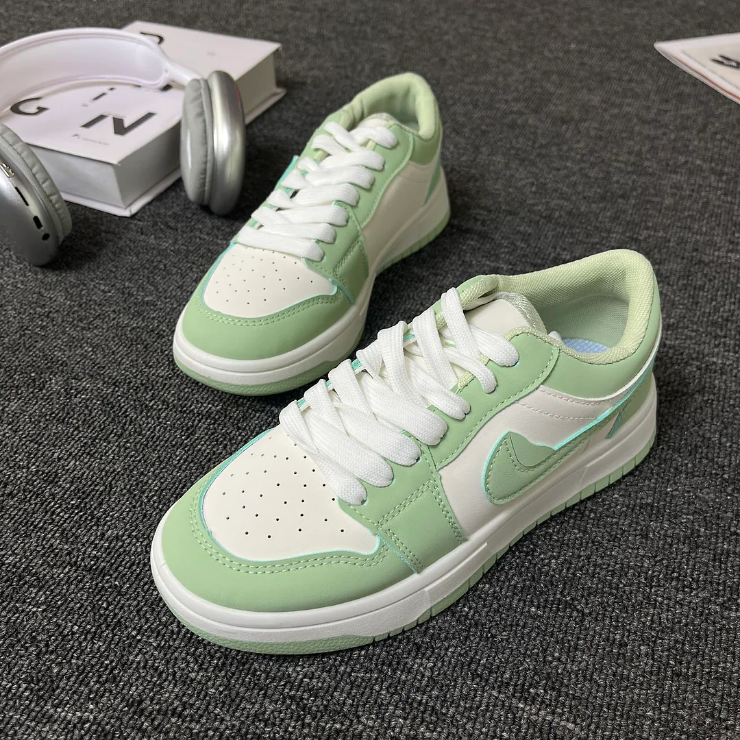 Giày sneaker xanh trắng kem bạc hà, phối màu Macaron tươi mát, cổ thấp buộc dây, phong cách retro unisex 4