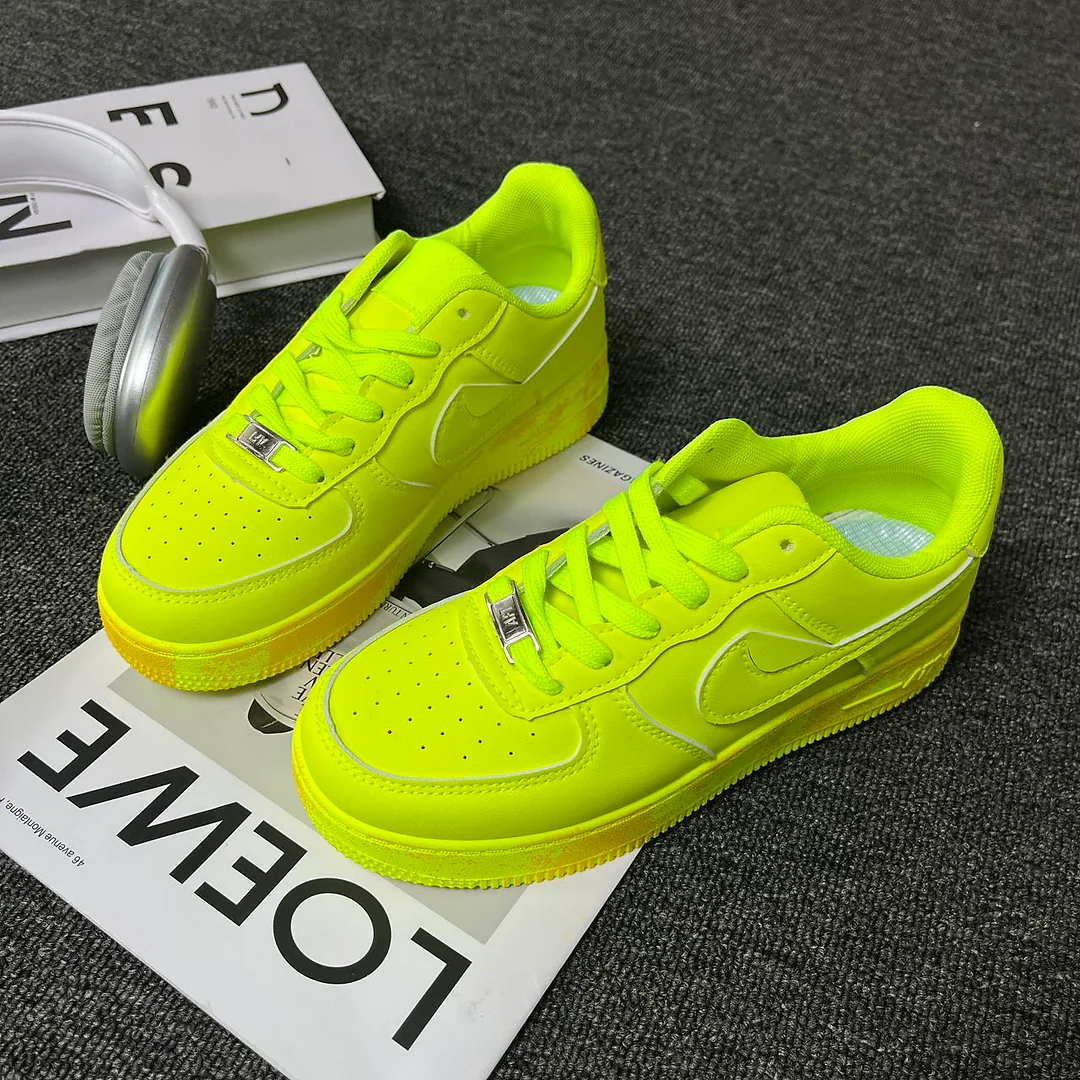 Giày sneaker vàng chanh neon, unisex, dây buộc, phong cách đường phố nổi bật 5