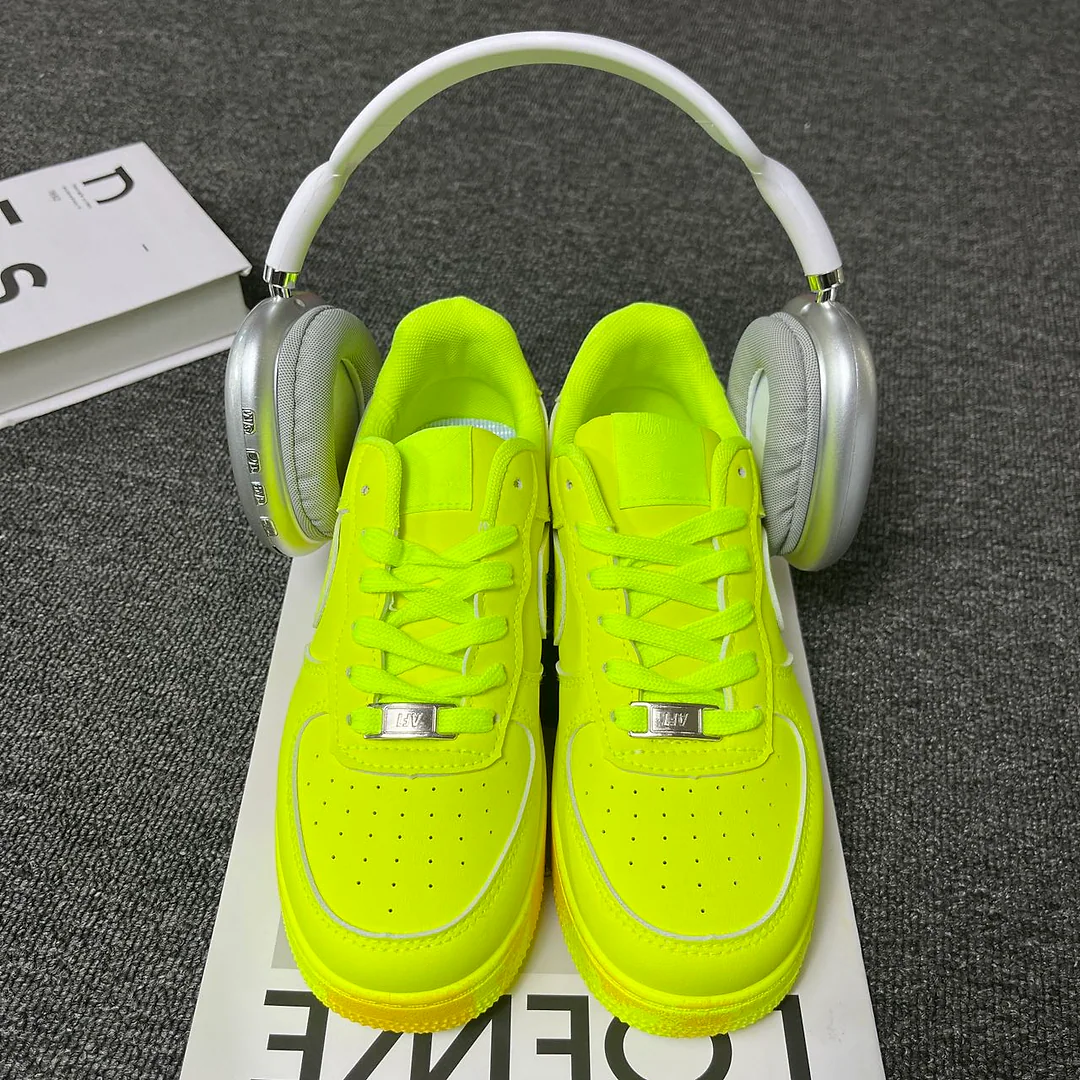 Giày sneaker vàng chanh neon, unisex, dây buộc, phong cách đường phố nổi bật 7