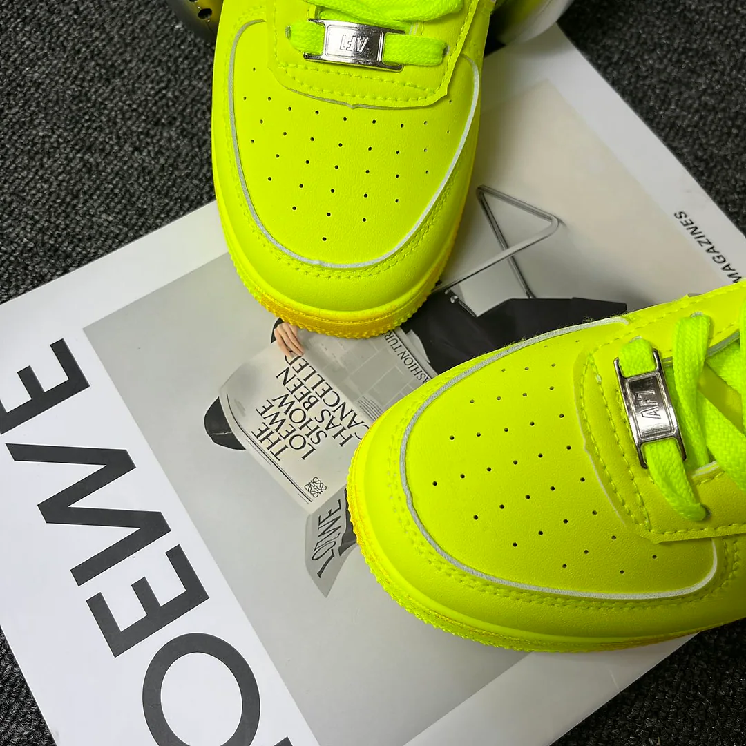 Giày sneaker xanh chanh neon, unisex, cổ thấp, phối màu đen thời trang 3