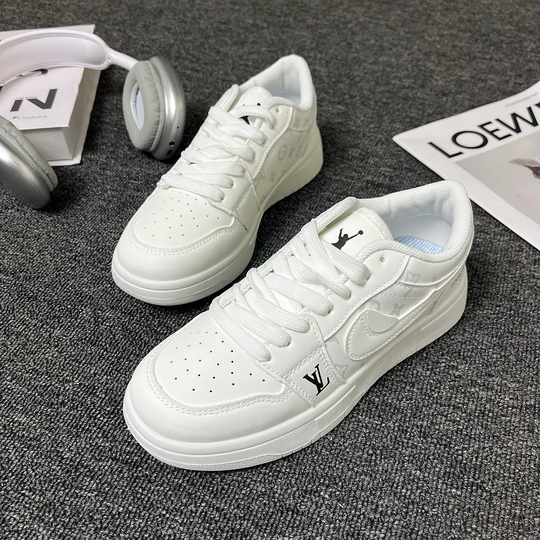 Giày sneaker trắng bạc vân mờ, unisex, cao cấp, cổ thấp, thiết kế ghép họa tiết tinh tế, phong cách streetwear tối giản 3