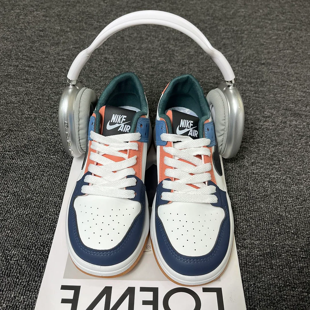 Giày cổ điển phối màu, xanh navy/cam san hô/trắng kem. Unisex, phong cách đường phố 🌊 3