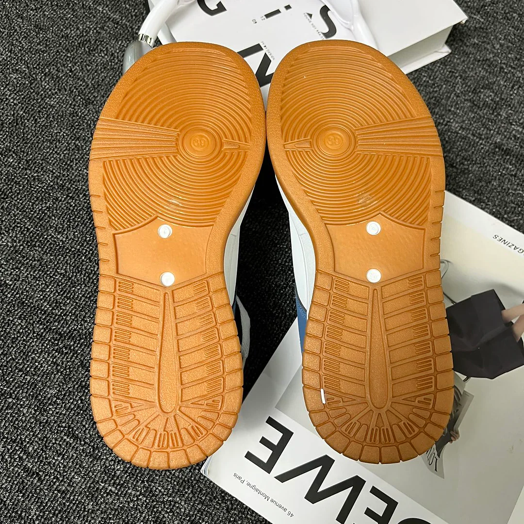 Giày cổ điển phối màu, xanh navy/cam san hô/trắng kem. Unisex, phong cách đường phố 🌊 4