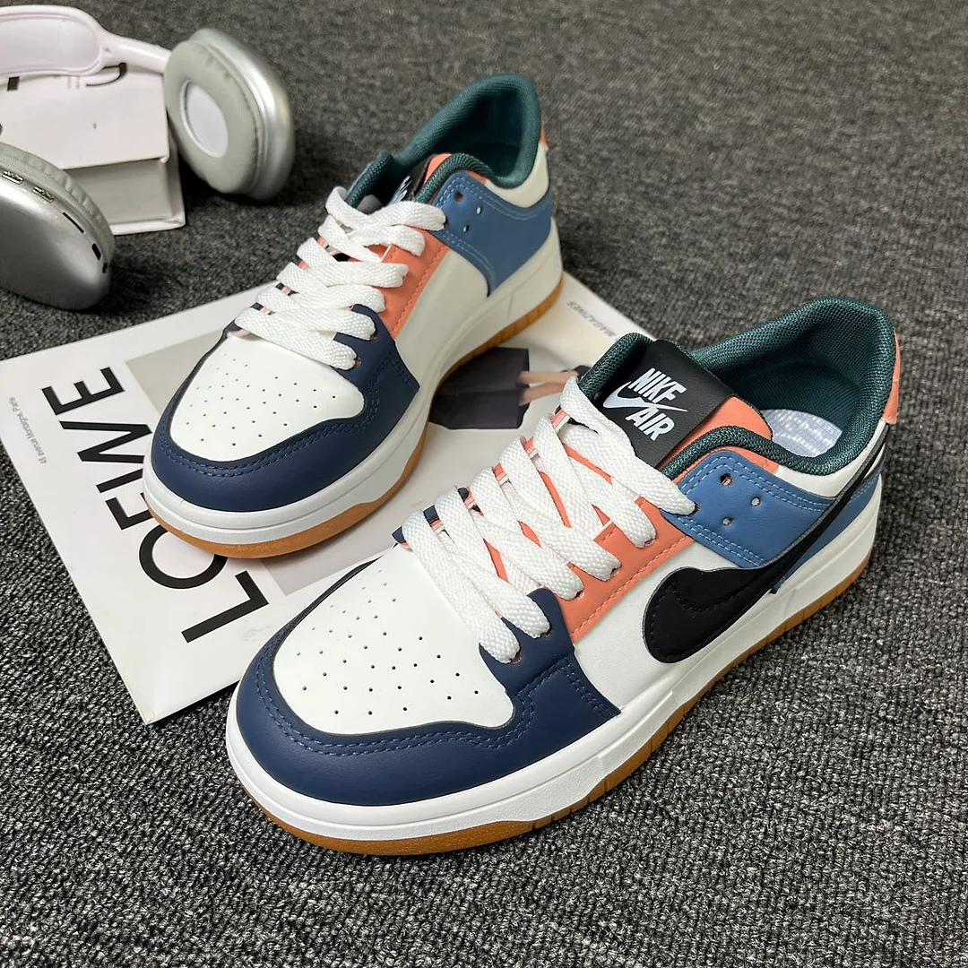 Giày cổ điển phối màu, xanh navy/cam san hô/trắng kem. Unisex, phong cách đường phố 🌊 8
