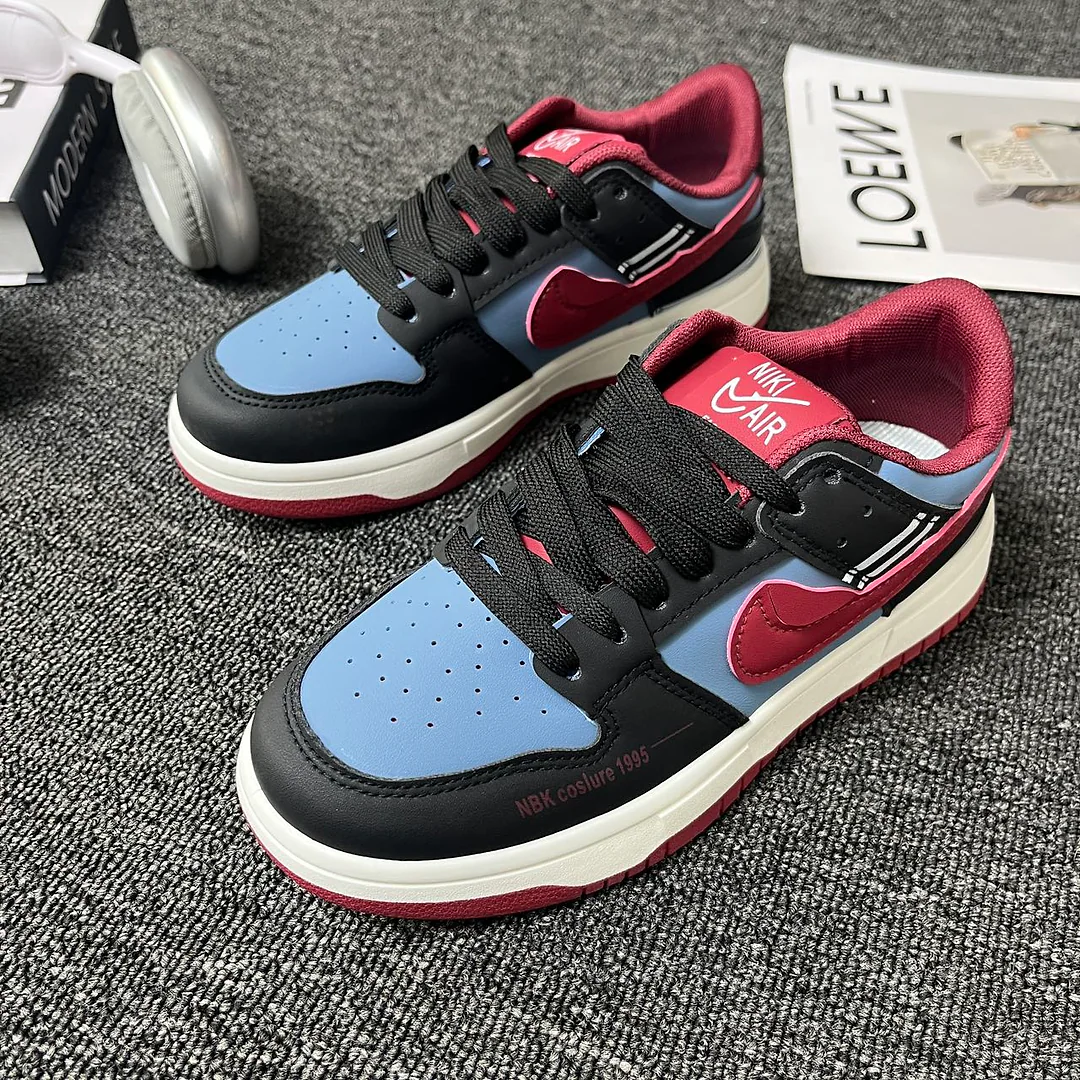 Giày sneaker cổ thấp phong cách retro phối màu xanh dương, đen và đỏ rượu vang - Unisex 3