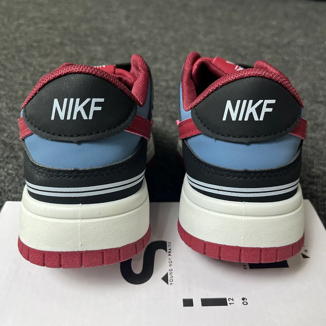 Giày sneaker cổ thấp phong cách retro phối màu xanh dương, đen và đỏ rượu vang - Unisex 7