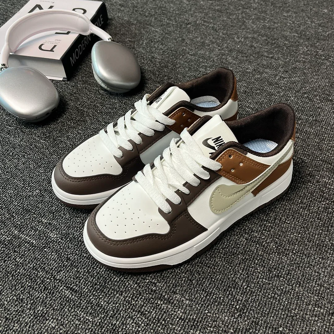 Giày sneaker cổ thấp phối màu nâu cà phê phong cách retro - Unisex