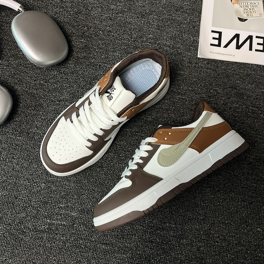 Giày sneaker cổ thấp phối màu nâu cà phê phong cách retro - Unisex 4