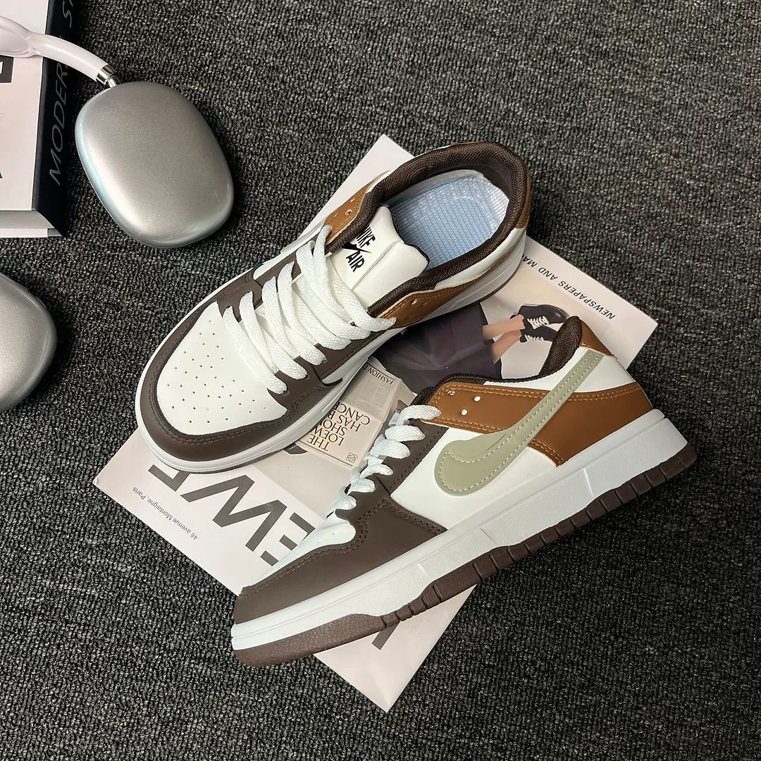 Giày sneaker cổ thấp phối màu nâu cà phê phong cách retro - Unisex 5