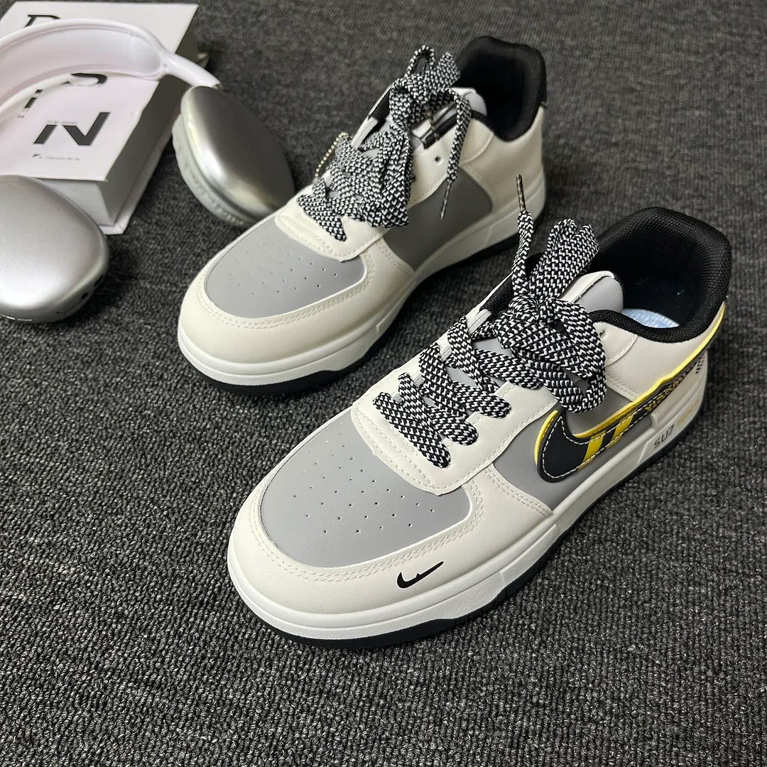 Giày sneaker phối màu xám trắng phong cách retro, unisex, cổ thấp thể thao thường ngày 5