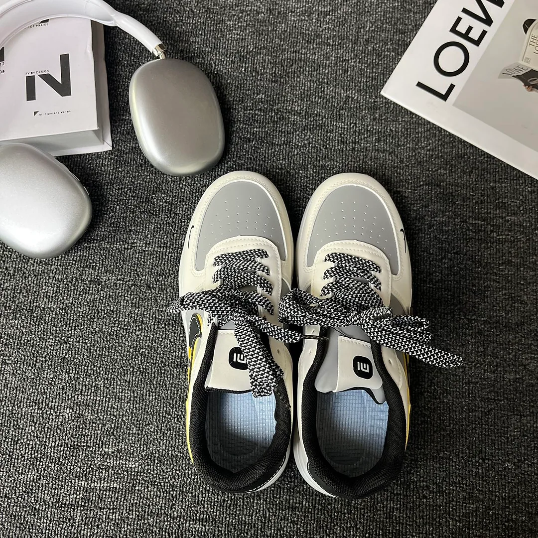 Giày sneaker phối màu xám trắng phong cách retro, unisex, cổ thấp thể thao thường ngày 6